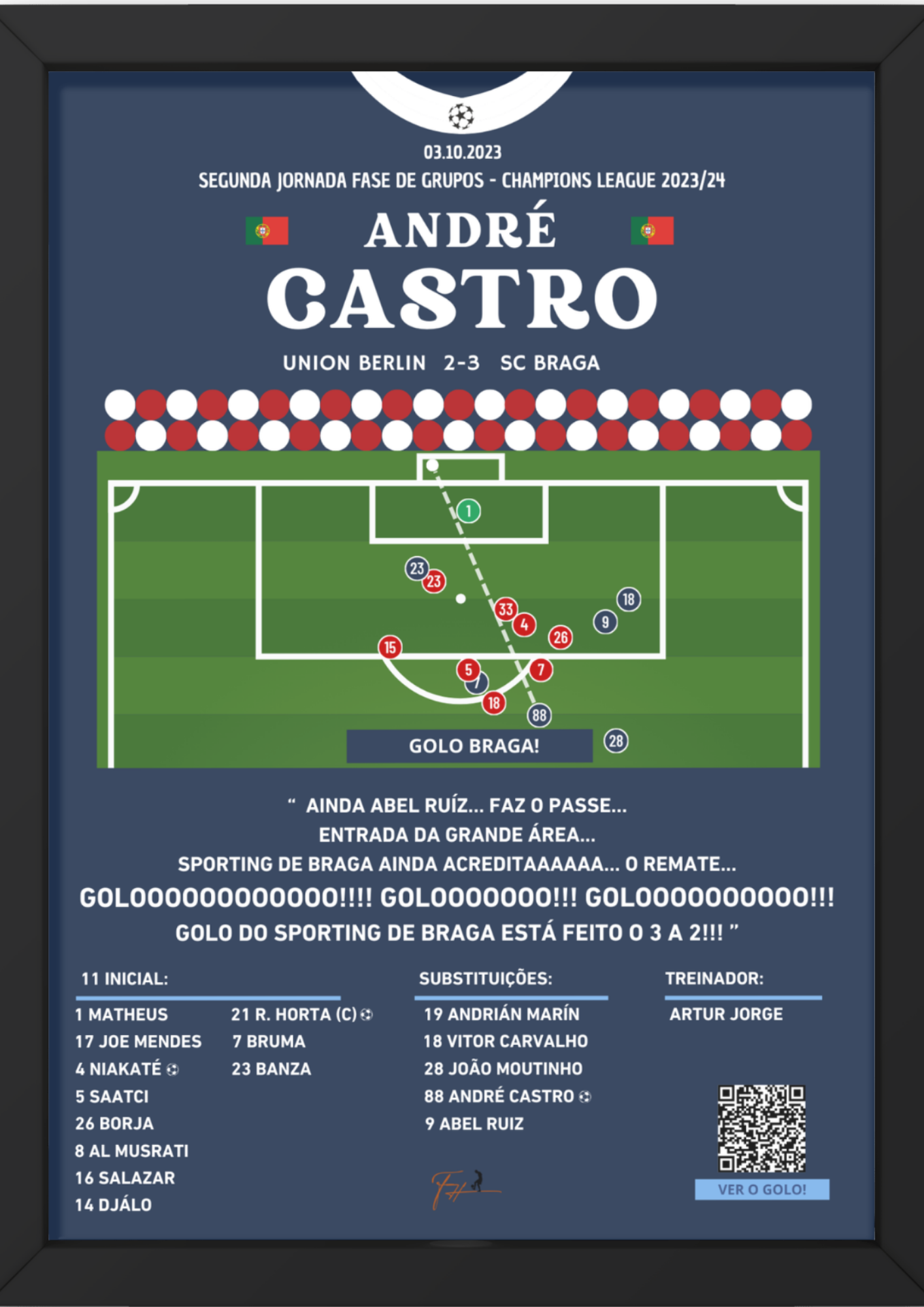 André Castro Goal Union Berlin vs Braga - Champions League 2023/2024