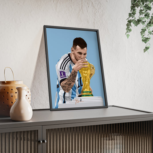 Messi Kissing the World Cup Trophy 2022