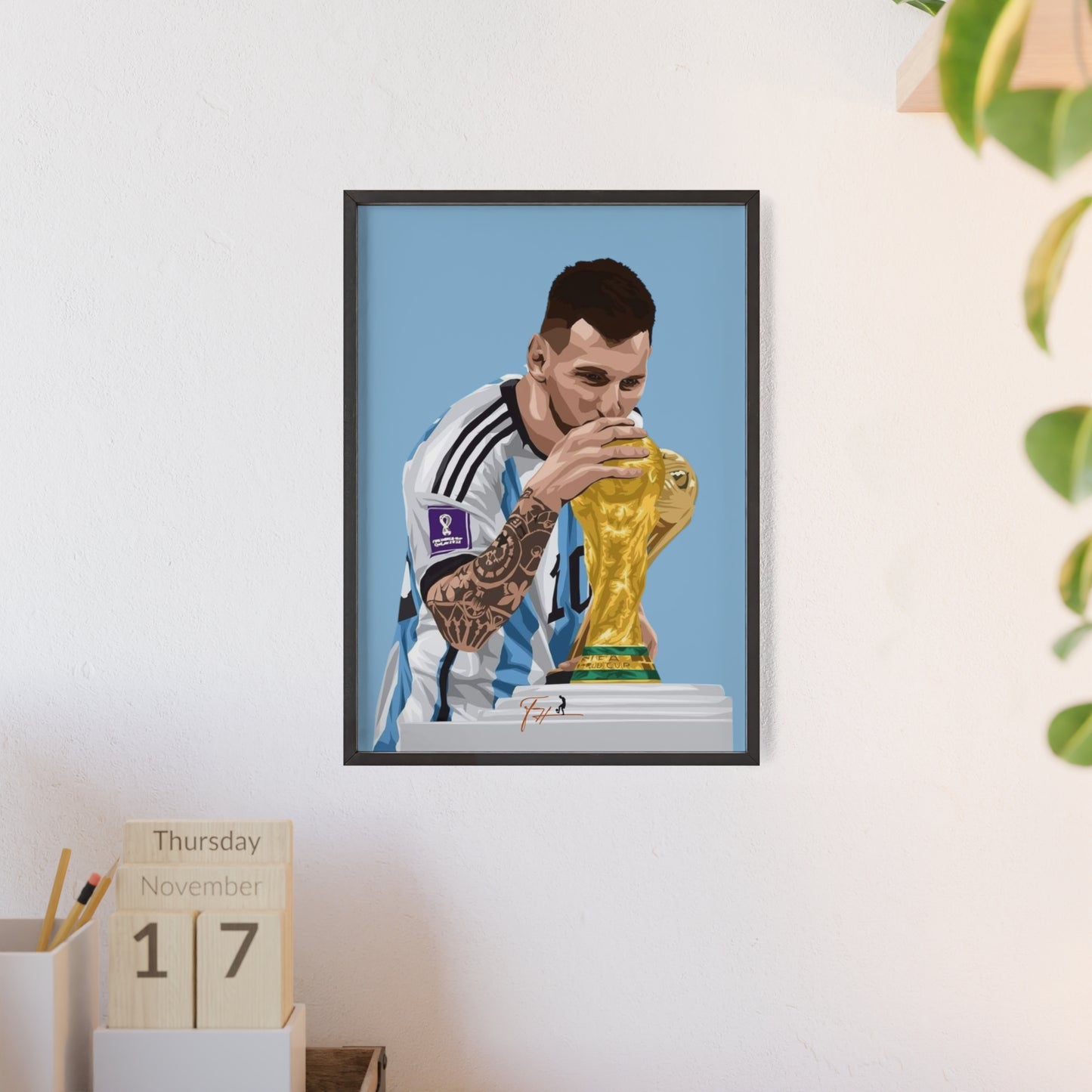 Messi Kissing the World Cup Trophy 2022