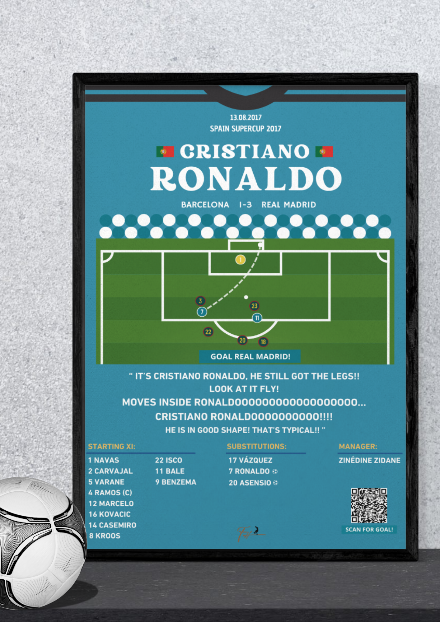 Cristiano Ronaldo Goal Real Madrid vs Barcelona - Spanish Supercup 2017