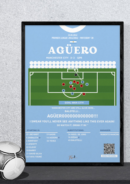 Sergio Aguero Last Minute Goal Manchester City Vs QPR - Premier League 2011/2012
