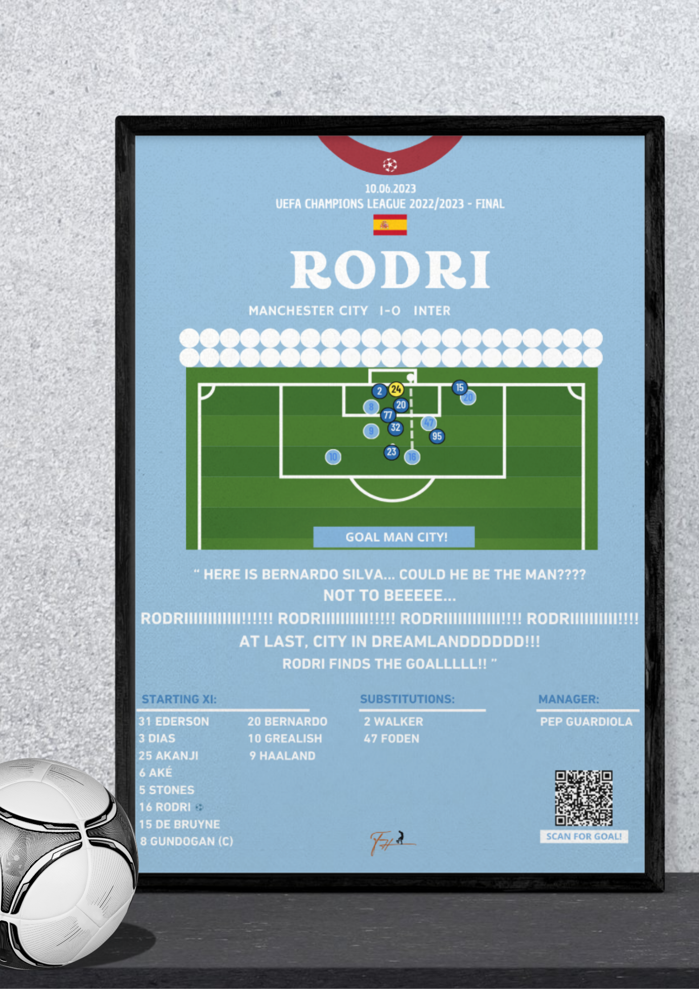 Rodri Final Goal Manchester City vs Internazionale- Champions League Final 2022/2023