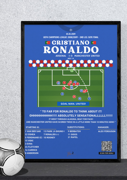 Cristiano Ronaldo Freekick Goal Arsenal Vs Manchester United - Semi Final Champions League 2008/2009