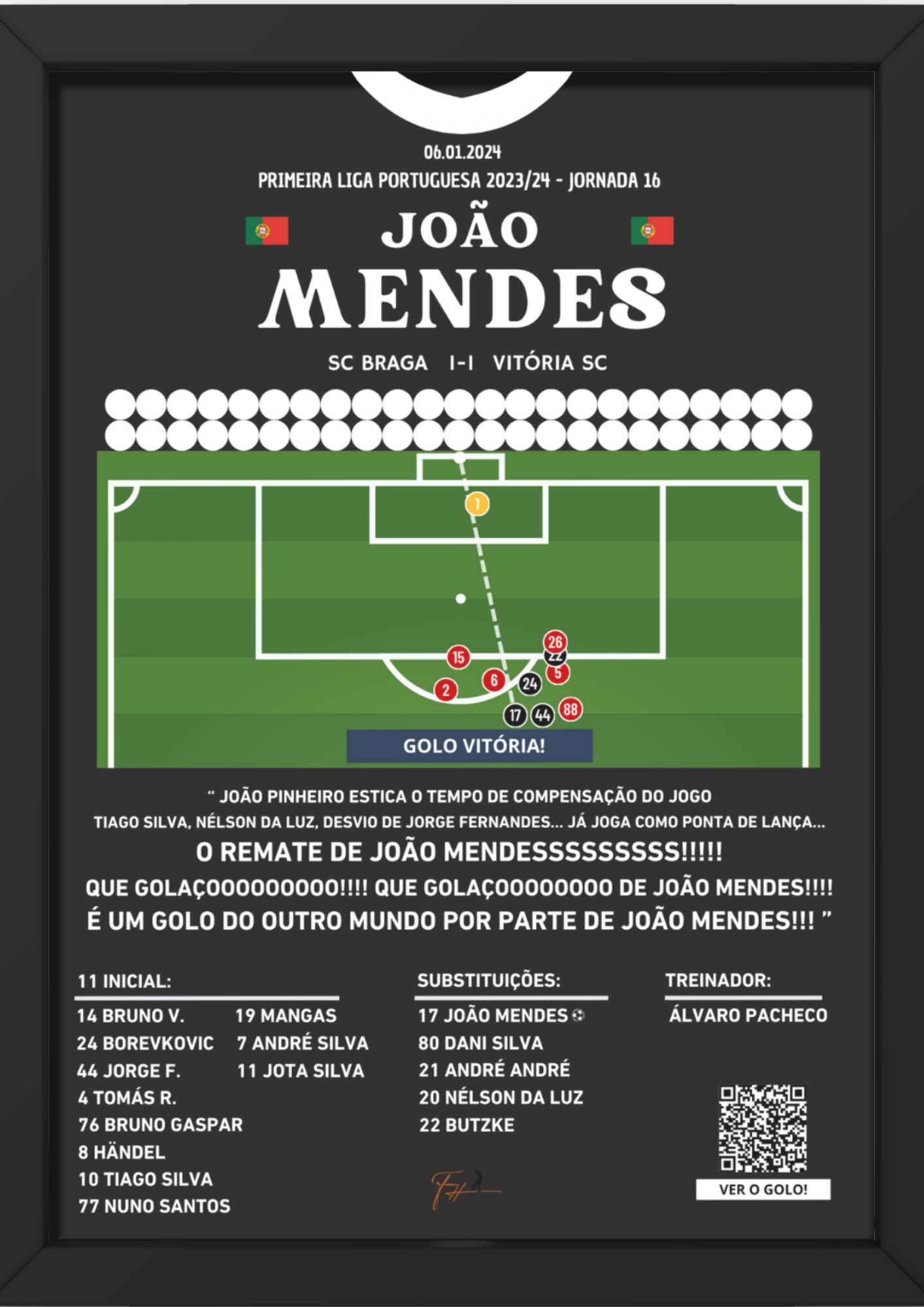 João Mendes Last Minute Goal Braga vs Vitória - Primeira Liga Portuguesa 2023/2024