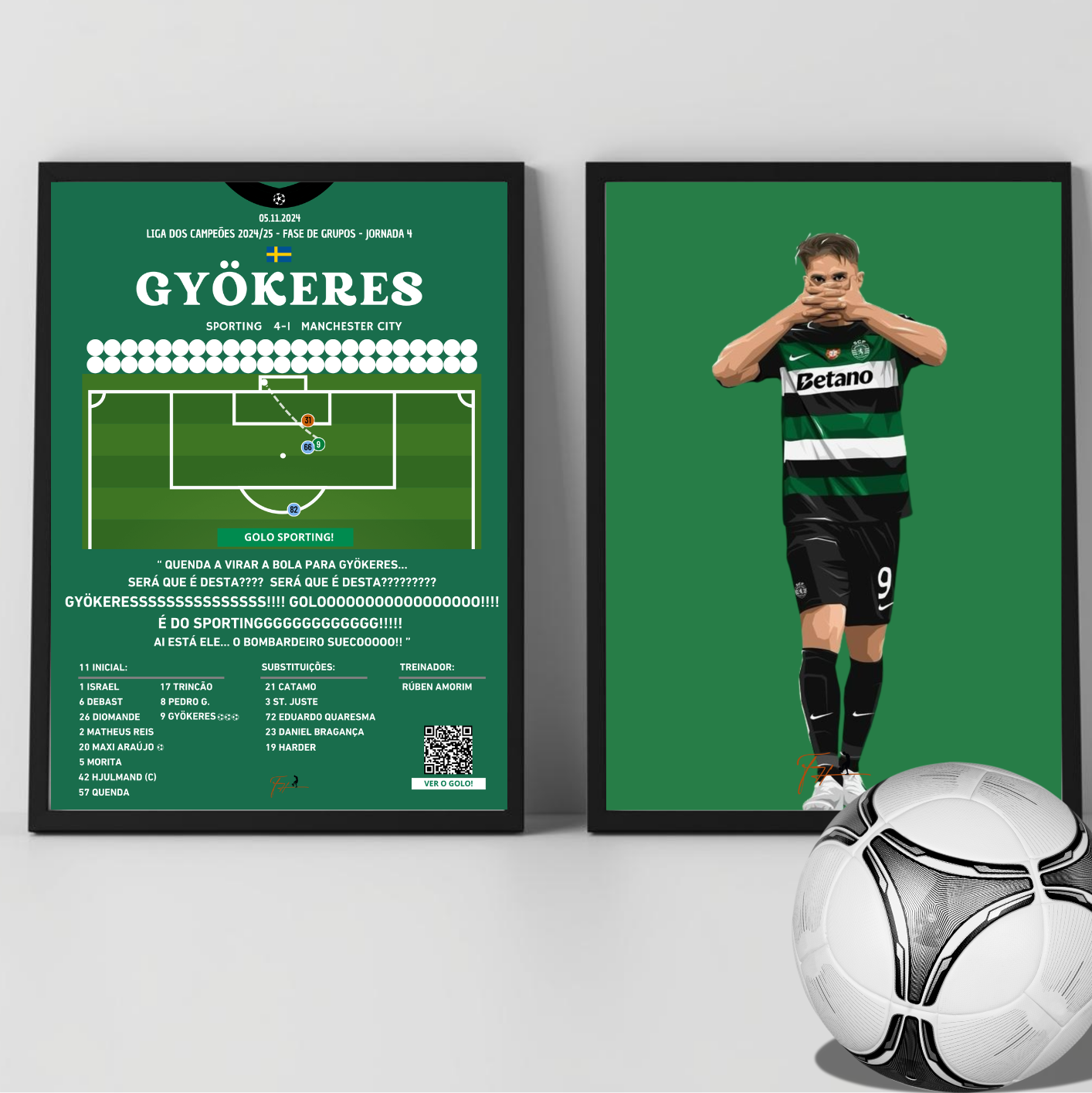 Gyökeres Mask Celebration + Hattrick Sporting vs Manchester City - Champions League 2024/2025