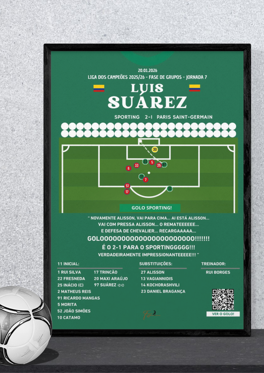 Luis Suárez Celebration Sporting vs PSG - Champions League 2025/2026