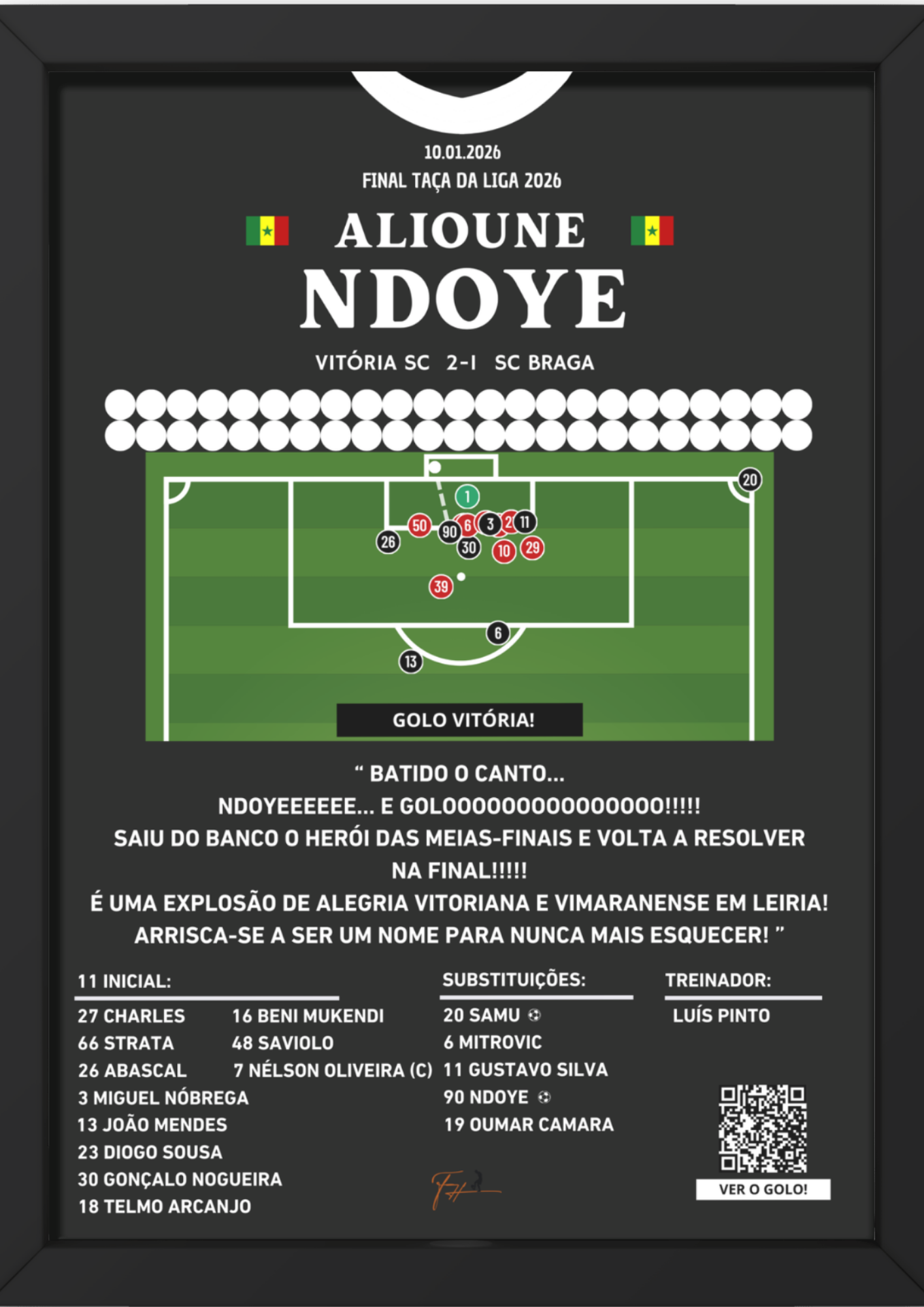 Alioune Ndoye Goal Vitória vs Braga - Taça da Liga 2026