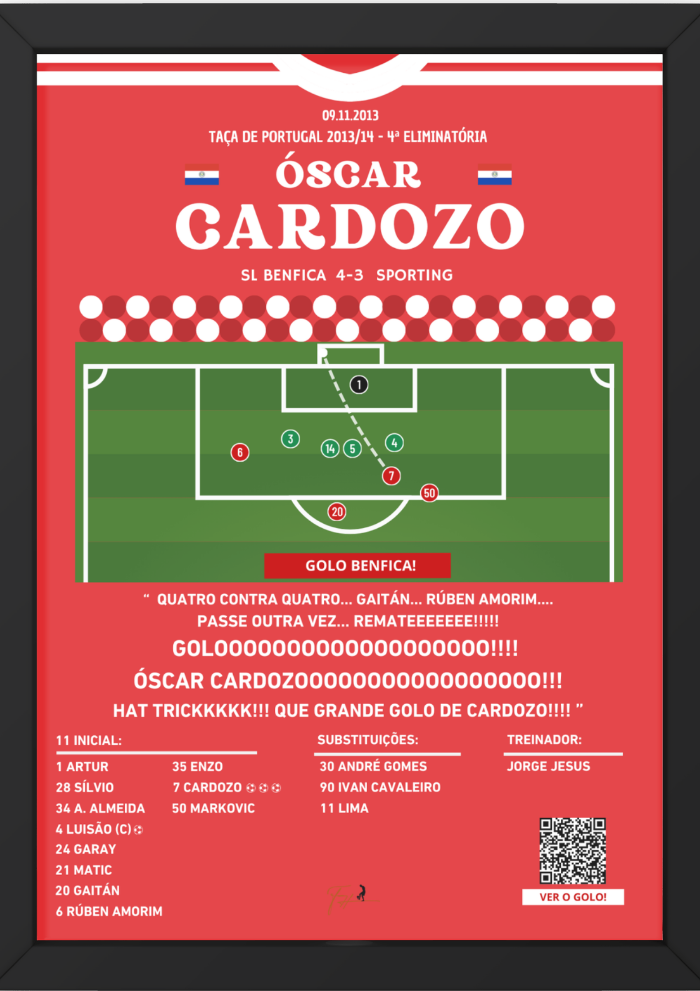 Óscar Carzozo Hattick Final Goal Benfica vs Sporting - Taça de Portugal 2013