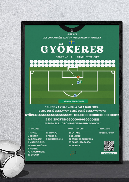 Gyökeres Mask Celebration + Hattrick Sporting vs Manchester City - Champions League 2024/2025