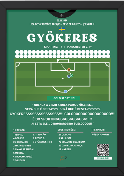 Gyökeres Hattrick First Goal Sporting vs Manchester City - Champions League 2024/2025